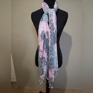 Paisley Scarf - Pink, Blue, and Gray